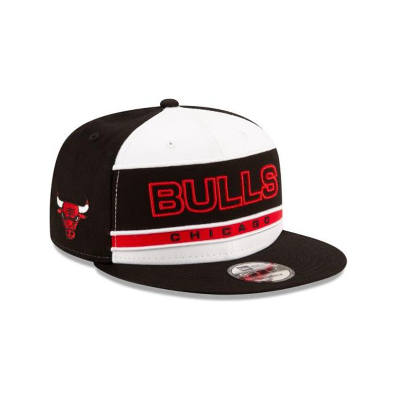 NBA Chicago Bulls Stripe 9Fifty Snapback (JQS6630) - Black New Era Caps